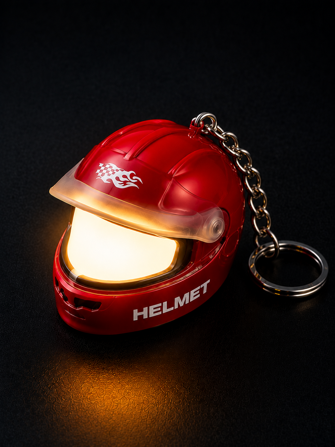Night Rider Helmet Glowing Keychain - Your Night Ride companion