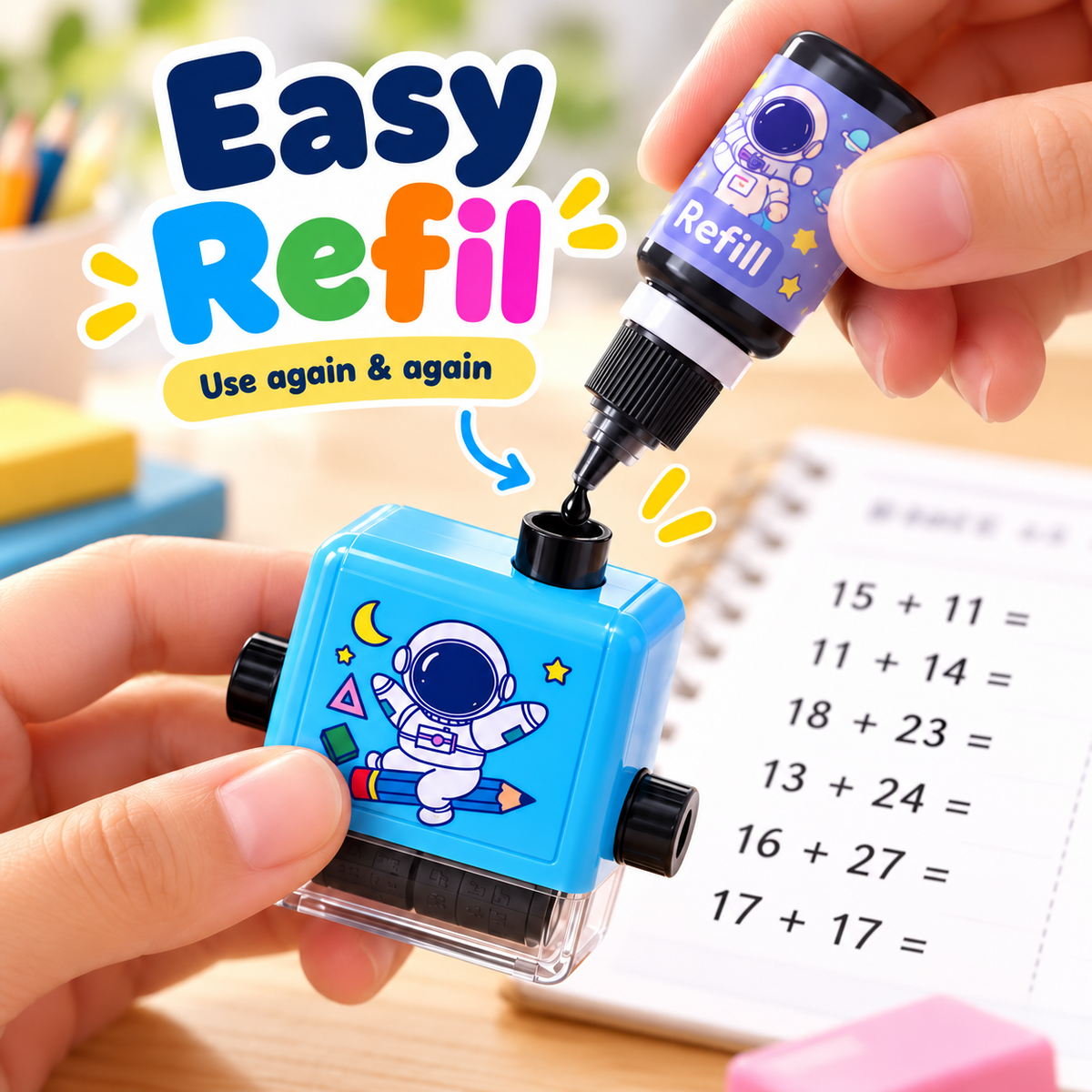 Fun & Learn Math Roller Stamp for Kids - Make Math Practice Fun, Fast & Exciting! ๐๐