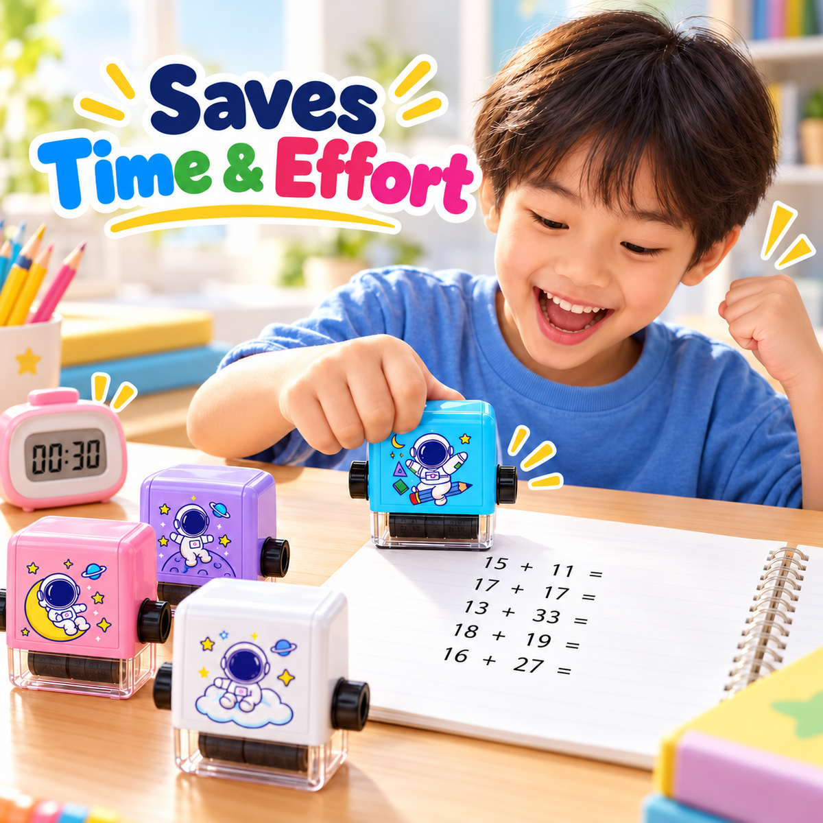 Fun & Learn Math Roller Stamp for Kids - Make Math Practice Fun, Fast & Exciting! ๐๐