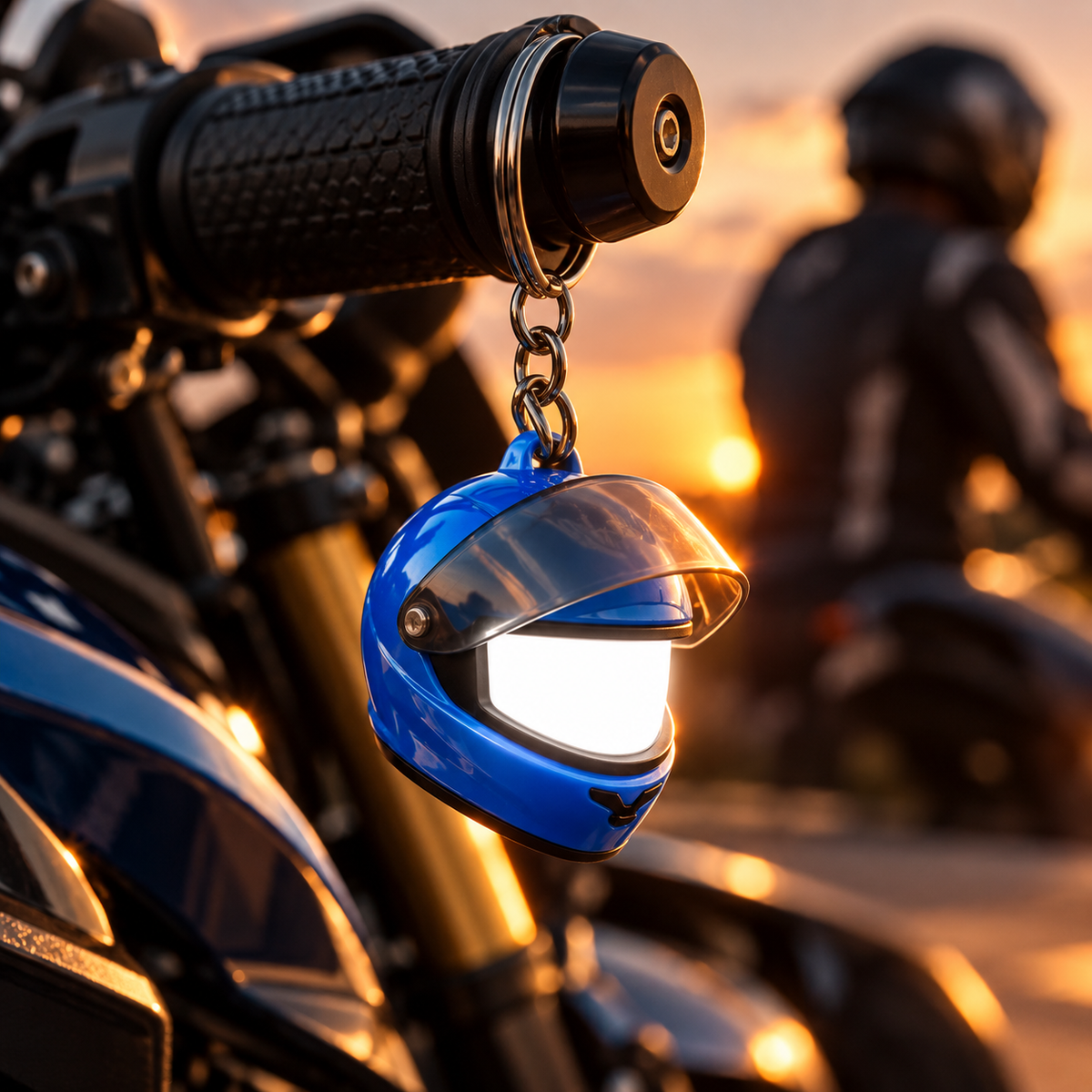 Night Rider Helmet Glowing Keychain - Your Night Ride companion