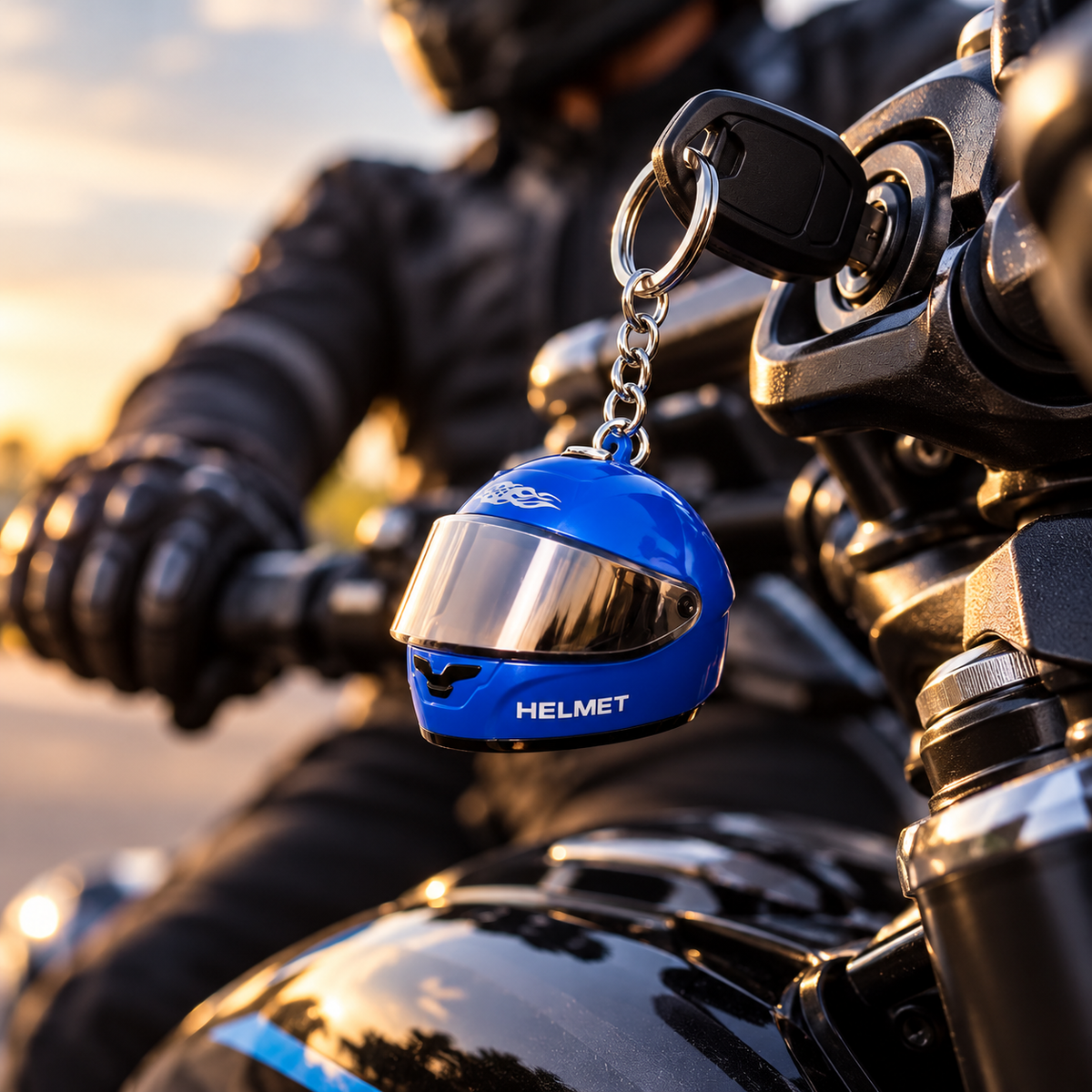 Night Rider Helmet Glowing Keychain - Your Night Ride companion