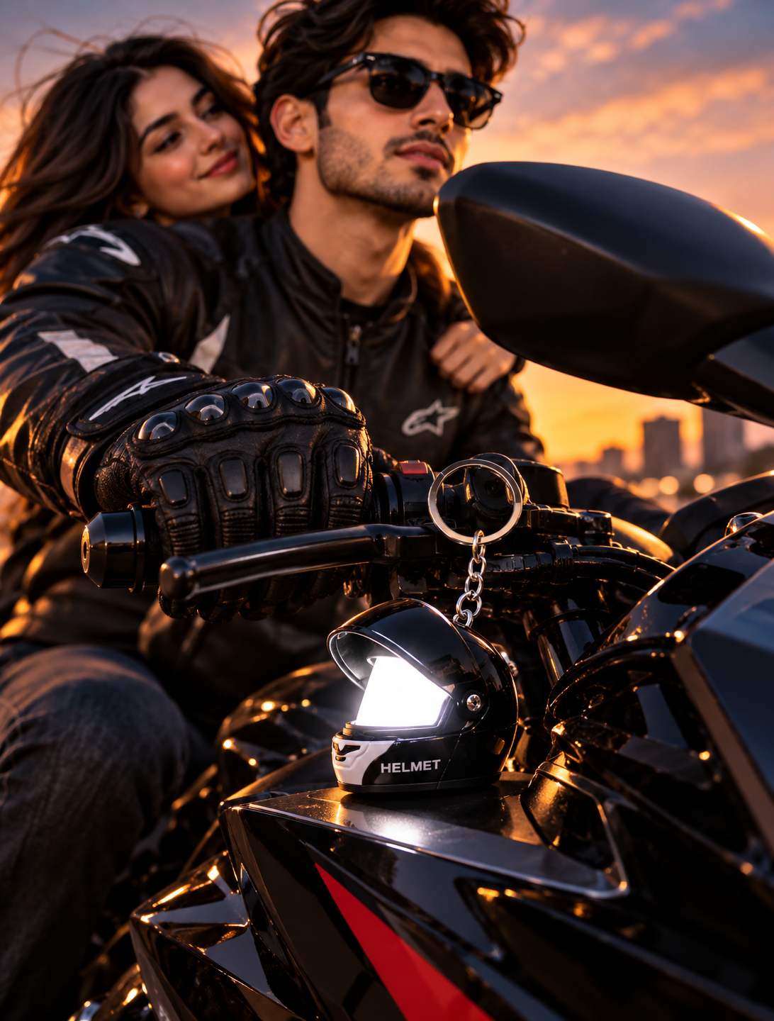 Night Rider Helmet Glowing Keychain - Your Night Ride companion