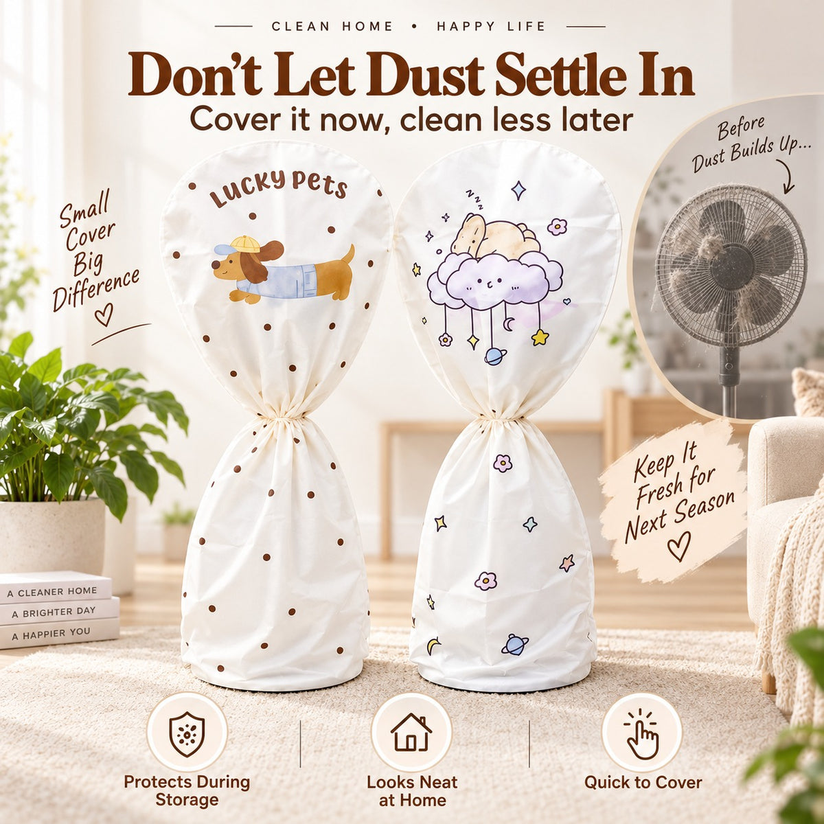 FanGuard™️ Reusable Standing Fan Dust Cover.