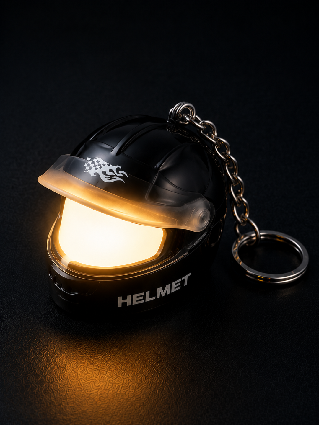 Night Rider Helmet Glowing Keychain - Your Night Ride companion