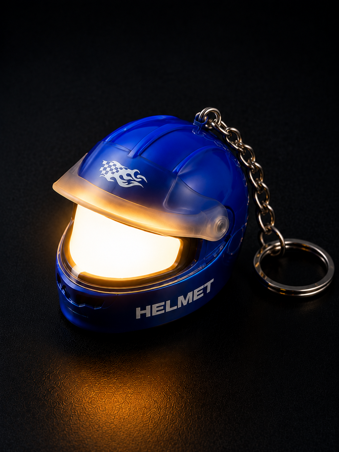 Night Rider Helmet Glowing Keychain - Your Night Ride companion