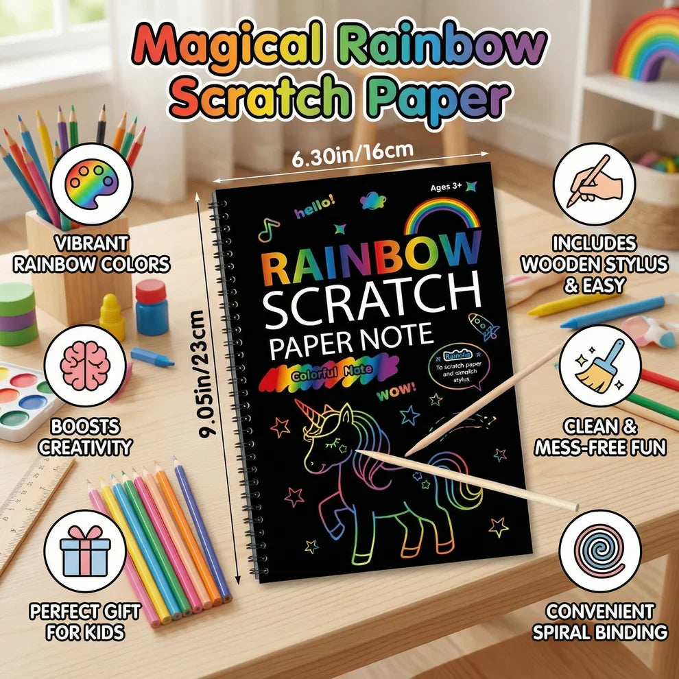 Magical Rainbow Scratch Paper Coloring Book