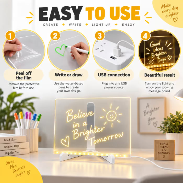 🎨 LED DIY Drawing Board for Kids – Reuseable Acrylic Art Board ✨