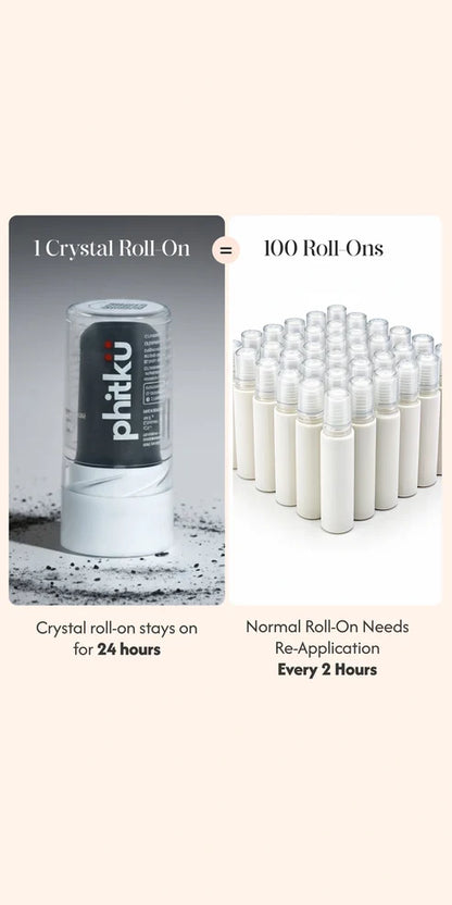 Phitku Alum Infused Crystal Roll-On Stick - Charcoal (Last 24 Hours)