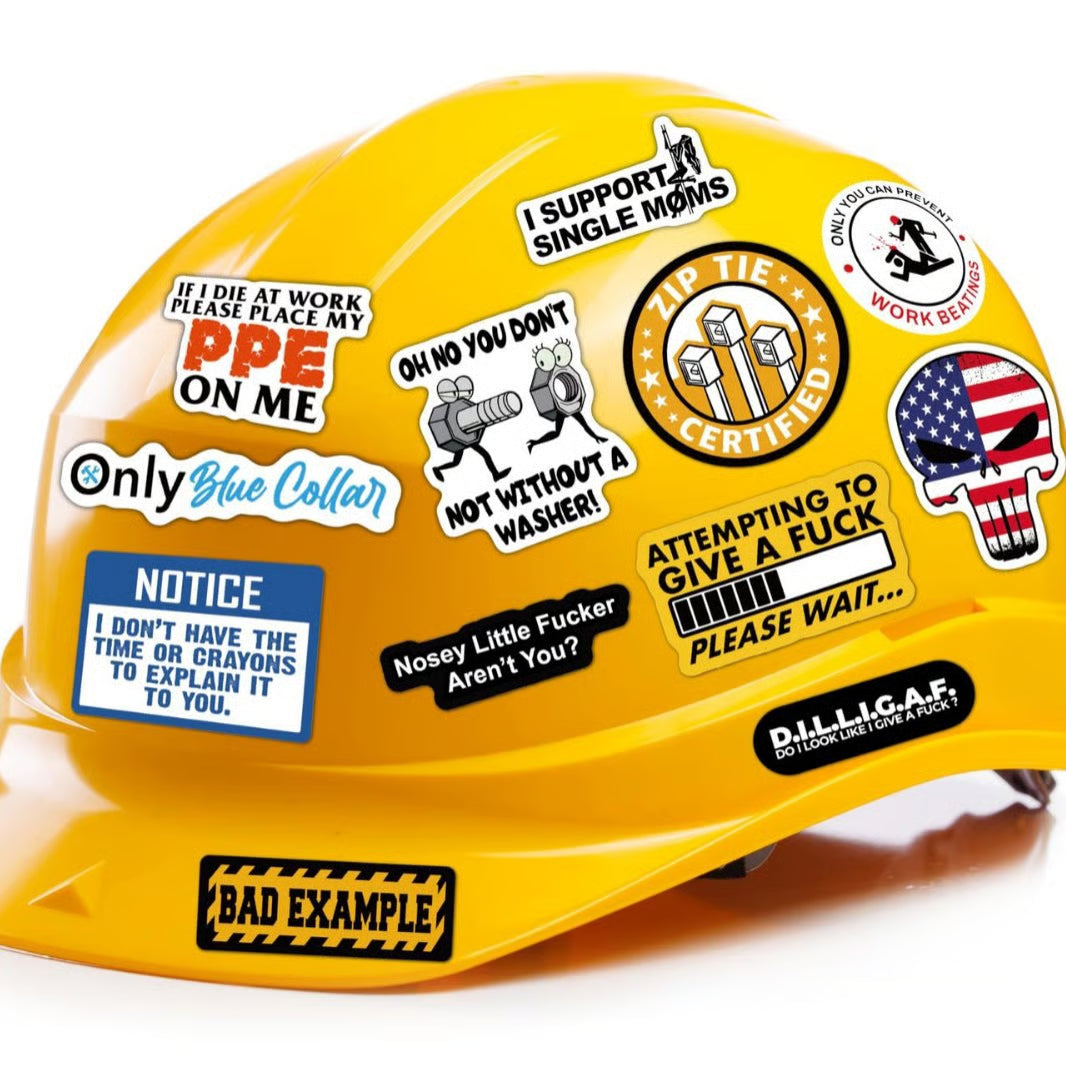 🔥150Pcs Blue Collar Funny Stickers 👷‍♂️