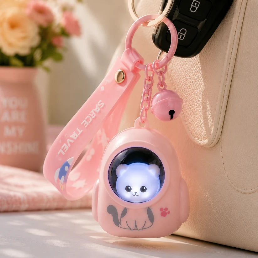 Astronaut Kitty Lightup Keychain  – Interactive Mini Companion!