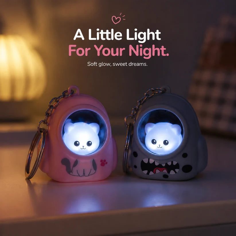 Astronaut Kitty Lightup Keychain  – Interactive Mini Companion!