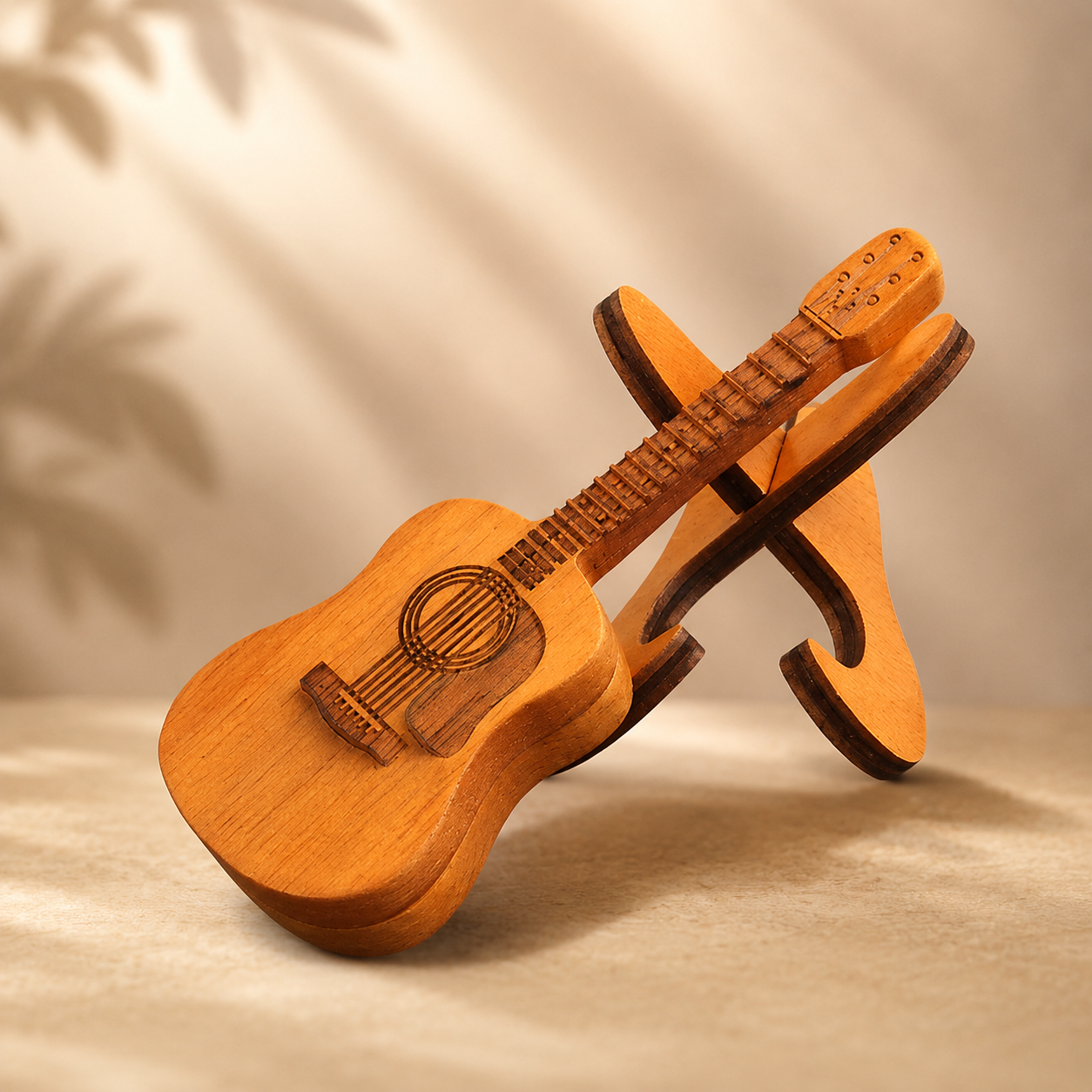 🎸 Vintage Mini Wooden Guitar Decoration Piece