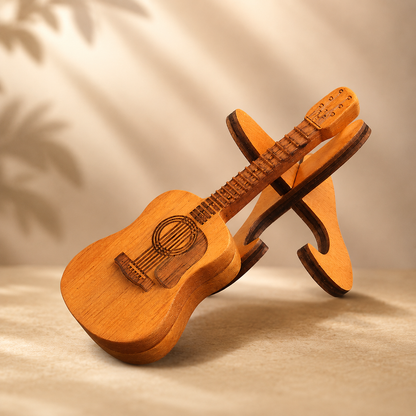 🎸 Vintage Mini Wooden Guitar Decoration Piece
