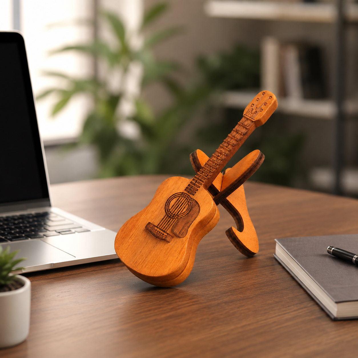 🎸 Vintage Mini Wooden Guitar Decoration Piece