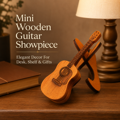 🎸 Vintage Mini Wooden Guitar Decoration Piece