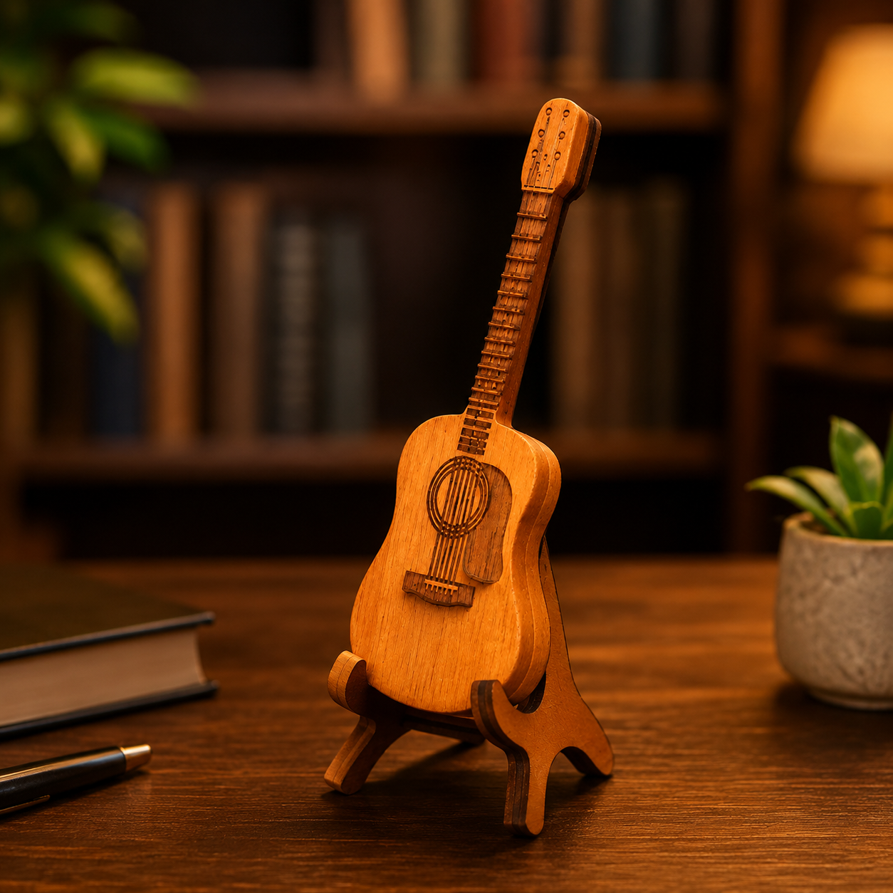 🎸 Vintage Mini Wooden Guitar Decoration Piece