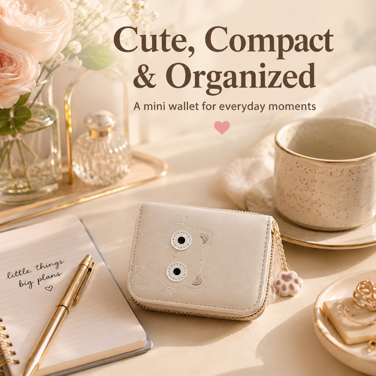 KittyCharm Organizer Mini Wallet