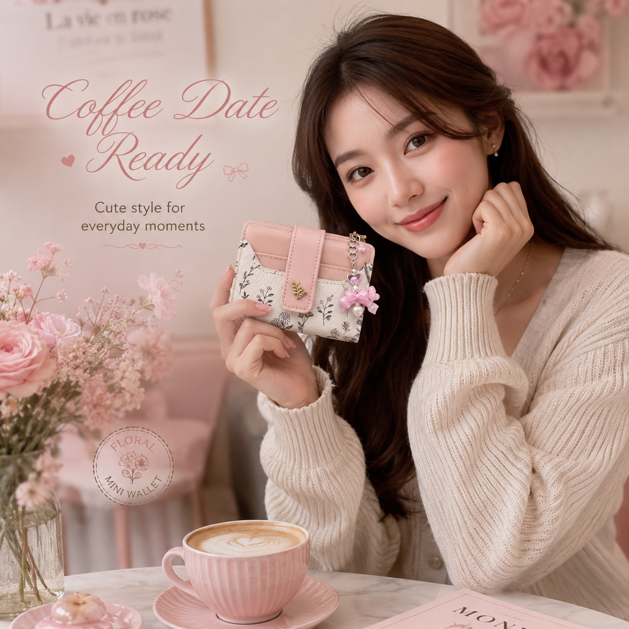 🌸 Aurelia Floral Charm Mini Wallet