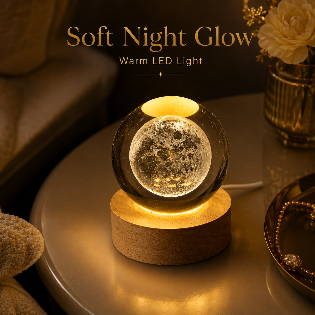 🌙 3D Crystal Moon Lamp – Magical Night Decor