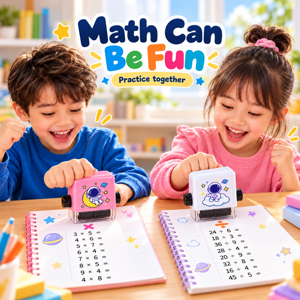 Fun & Learn Math Roller Stamp for Kids - Make Math Practice Fun, Fast & Exciting! 🌈📚
