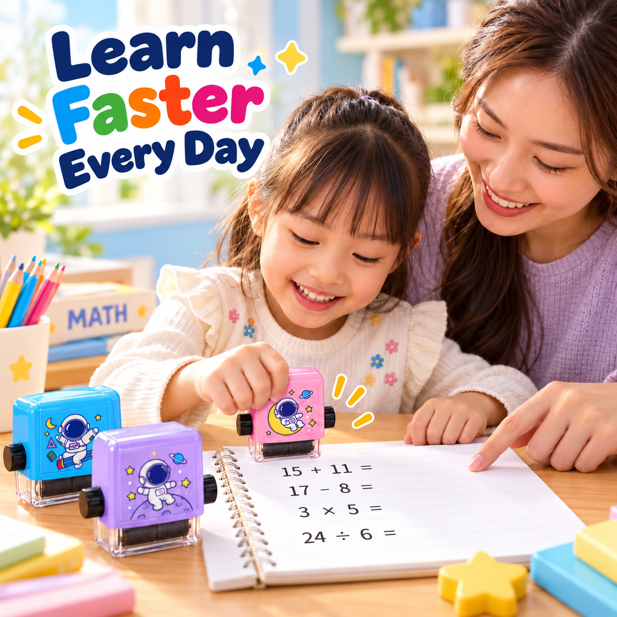 Fun & Learn Math Roller Stamp for Kids - Make Math Practice Fun, Fast & Exciting! 🌈📚
