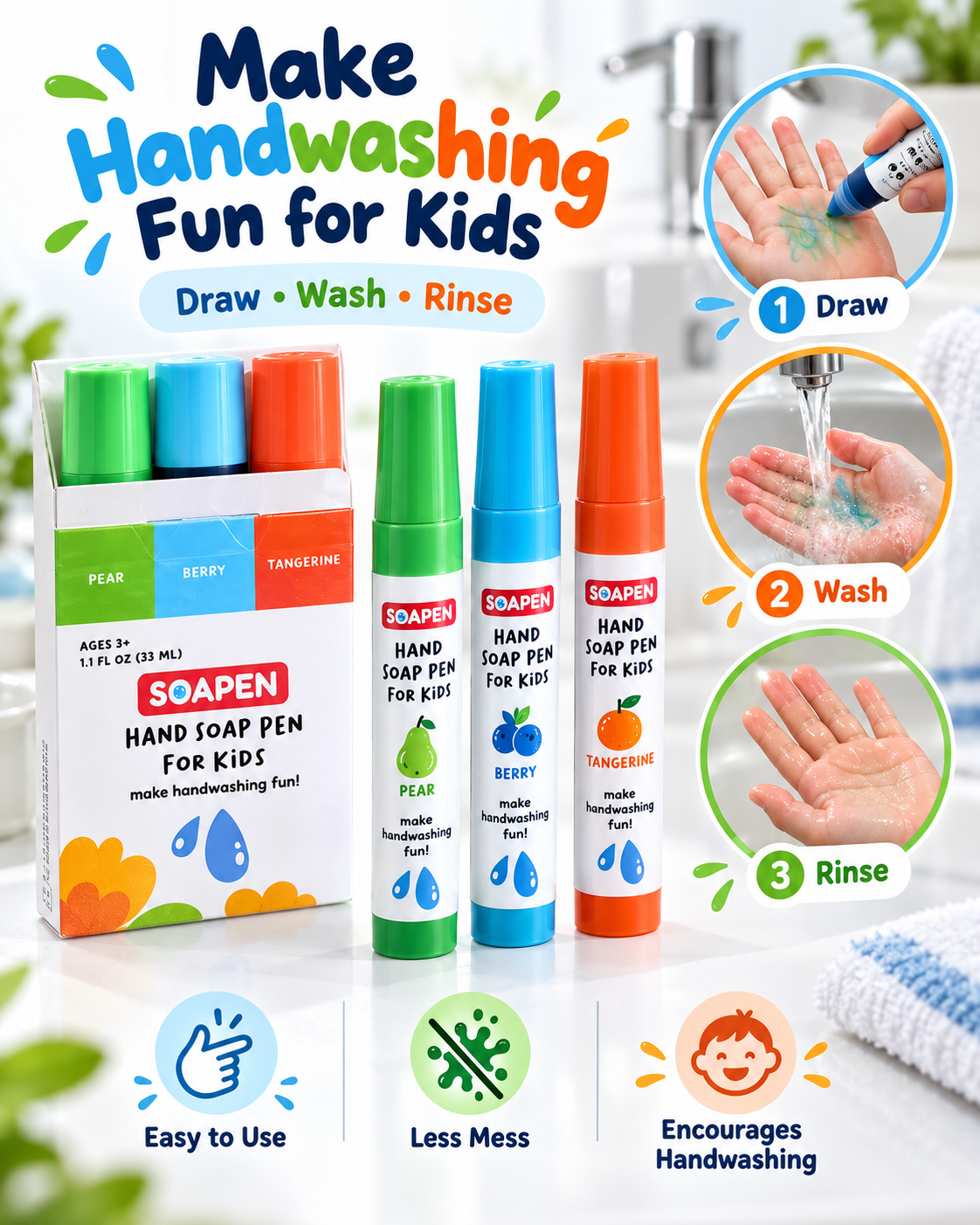 Kids Hand Soap Pens- Make Handwashing Fun for Kids 🧼