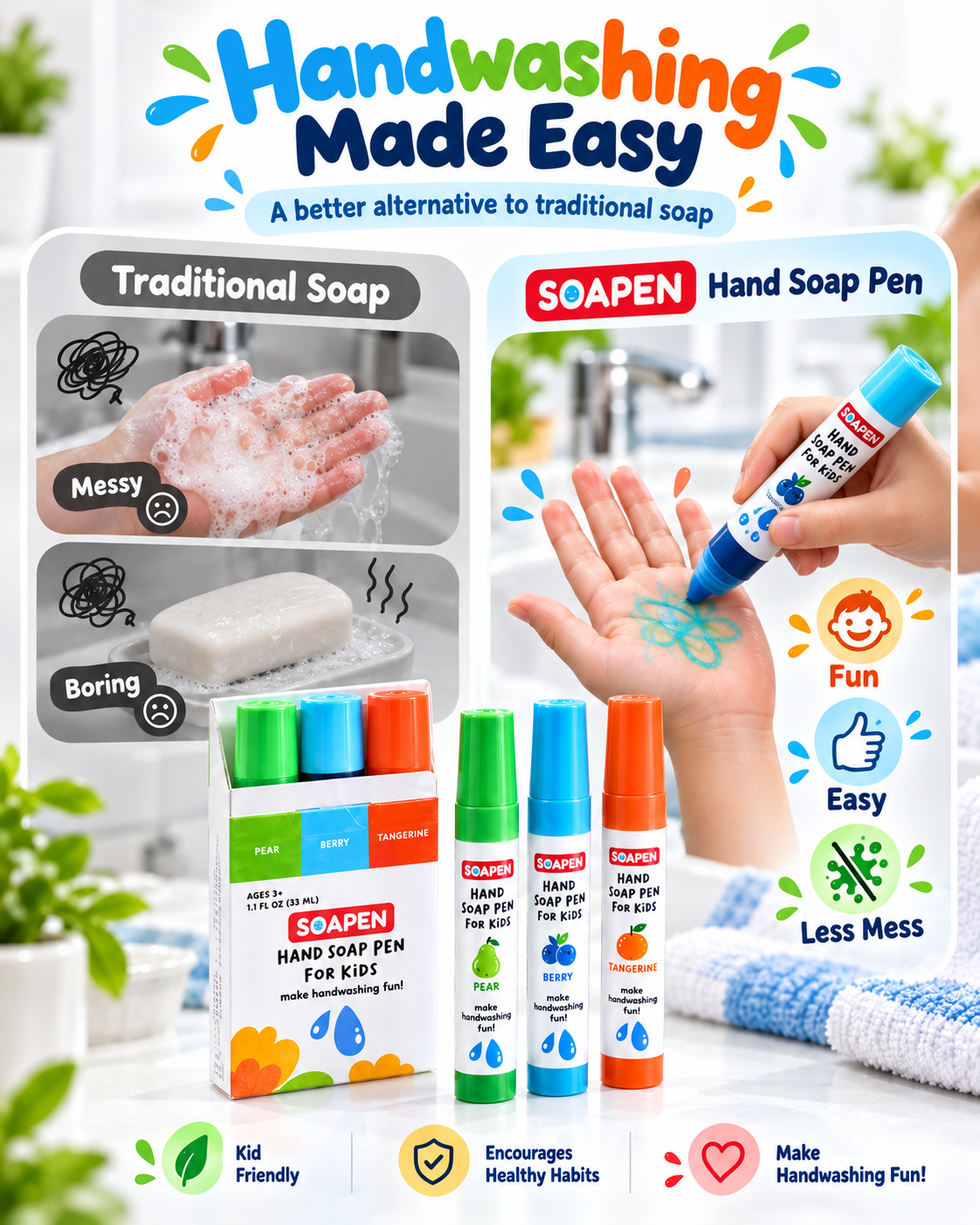 Kids Hand Soap Pens- Make Handwashing Fun for Kids 🧼