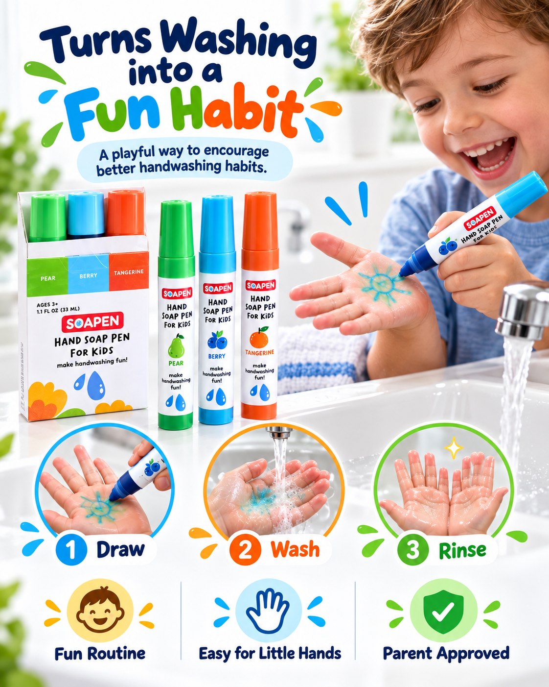Kids Hand Soap Pens- Make Handwashing Fun for Kids 🧼