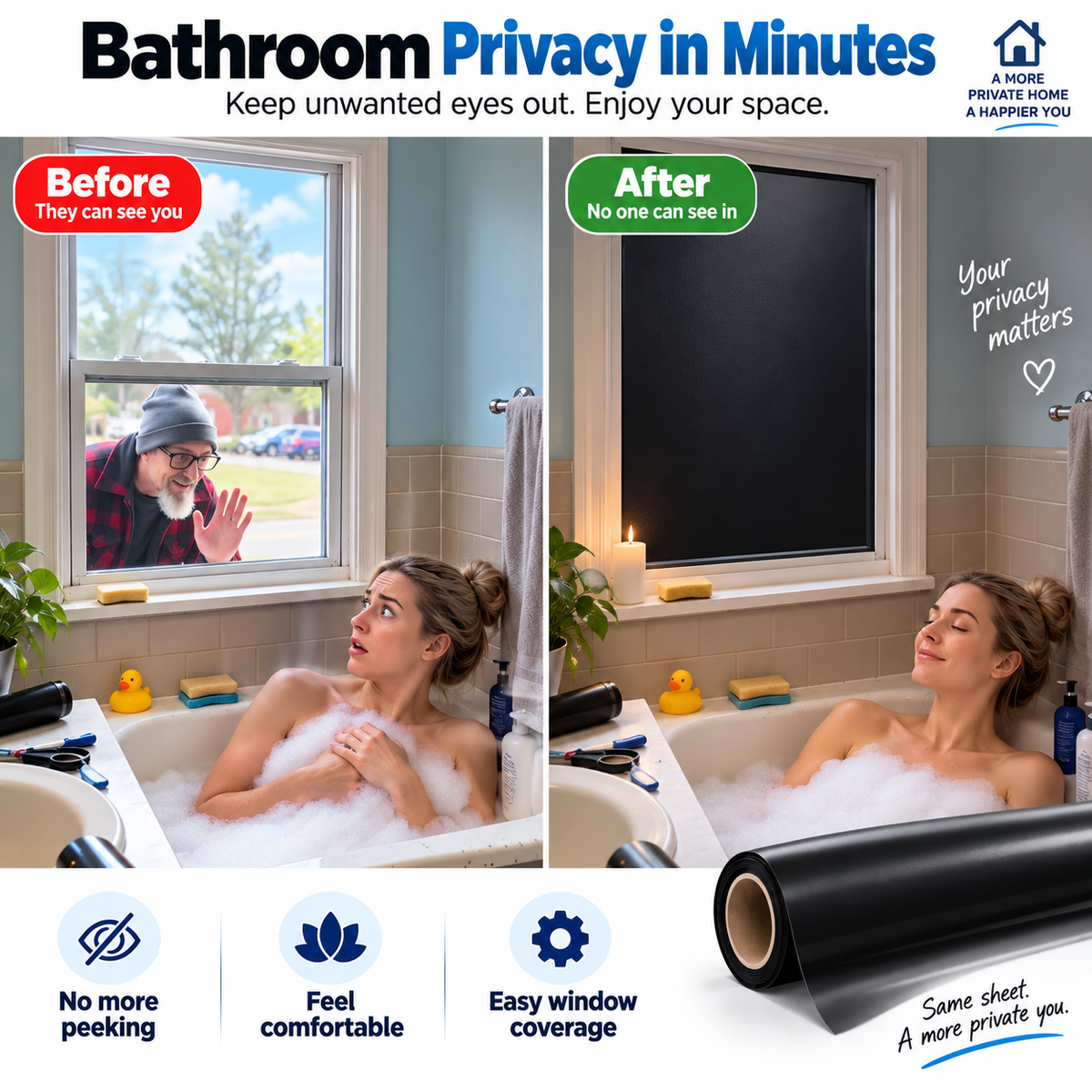 Blackout Privacy Window Sheet - Block Unwanted Views &amp; Enjoy More Privacy at Home