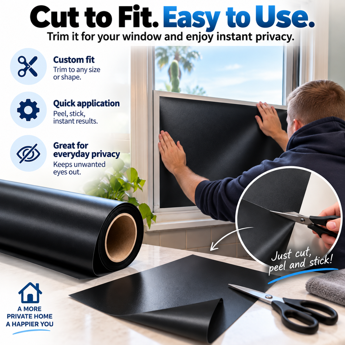 Blackout Privacy Window Sheet - Block Unwanted Views &amp; Enjoy More Privacy at Home