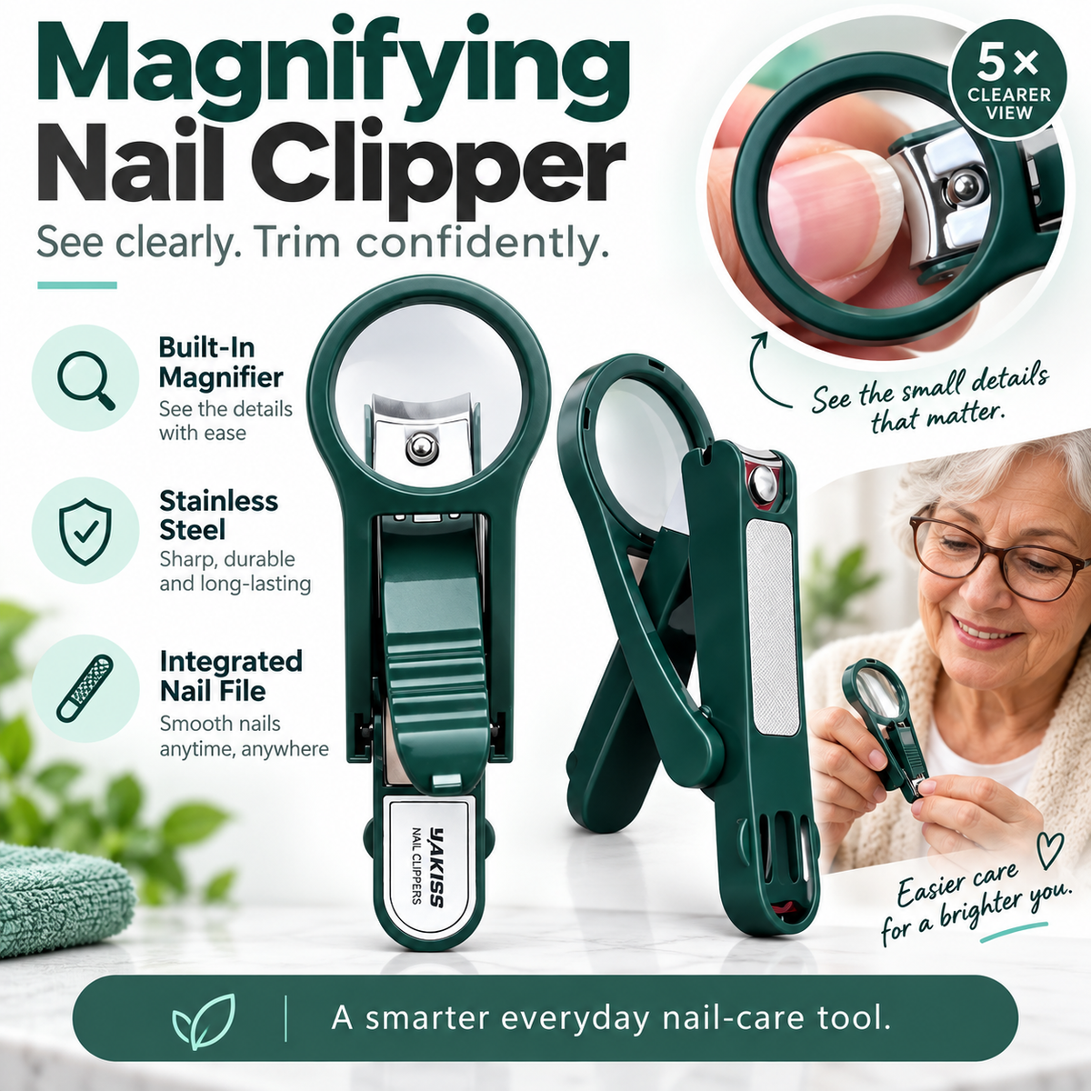 MagnifyPro™ Nail Clipper with Magnifying Glass - See Clearly. Trim Confidently