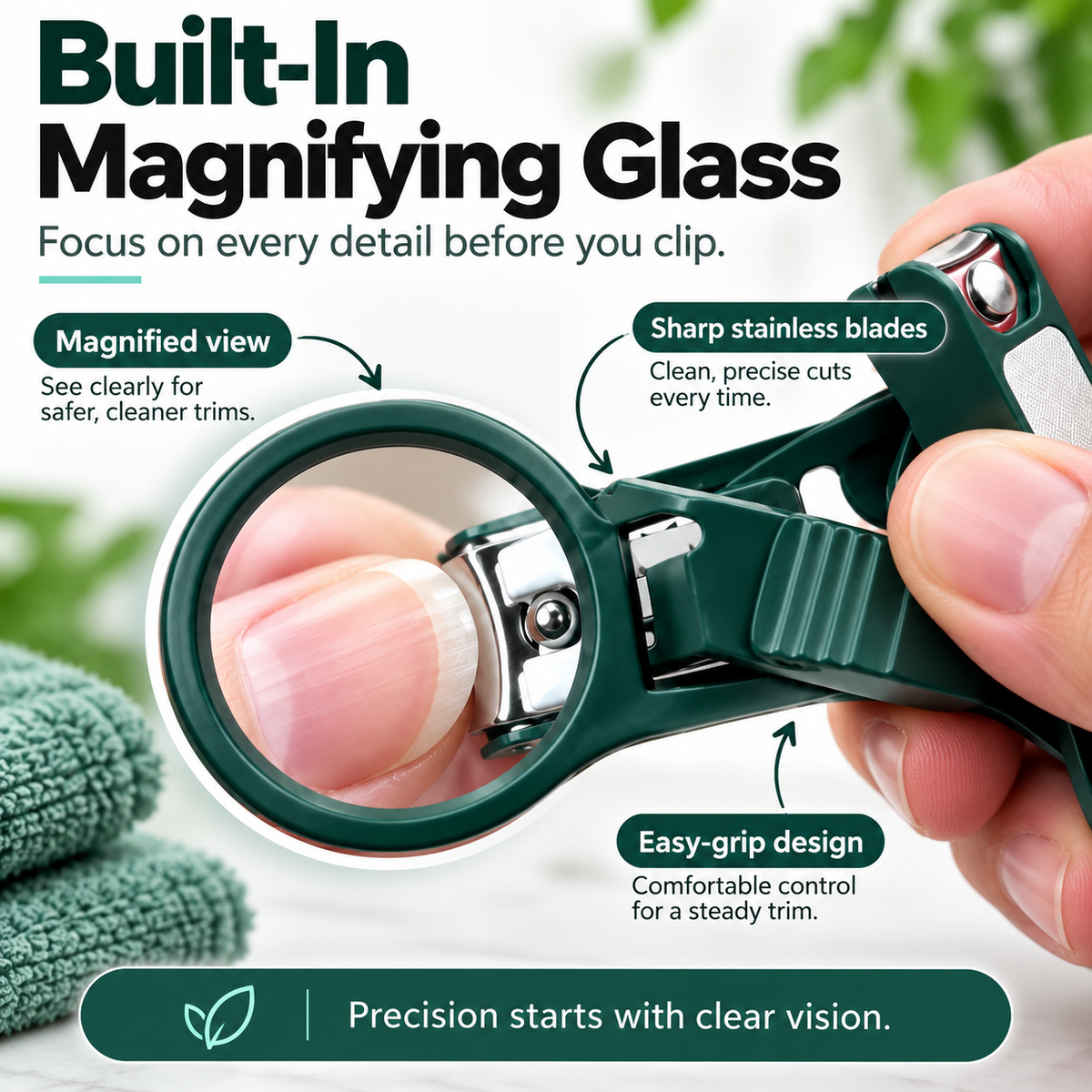 MagnifyPro™ Nail Clipper with Magnifying Glass - See Clearly. Trim Confidently
