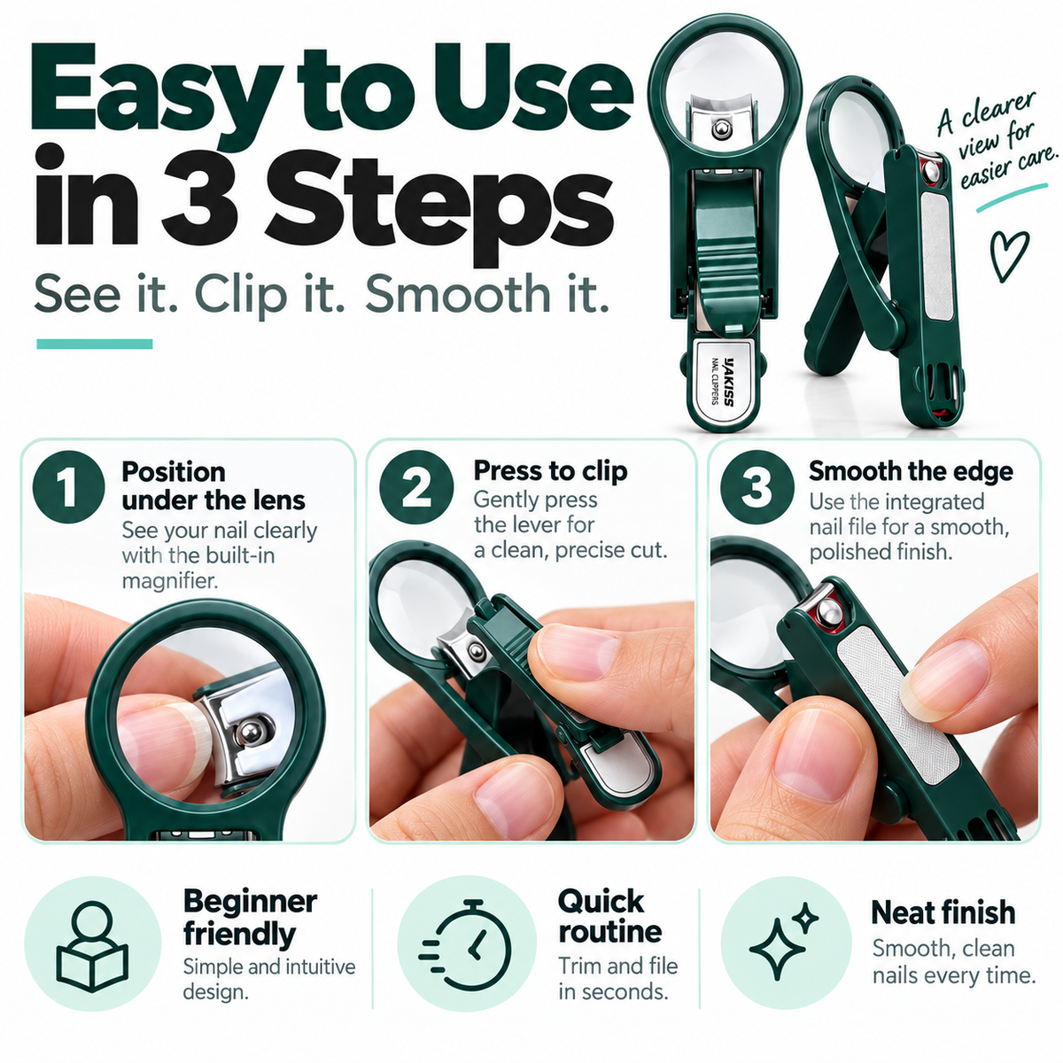MagnifyPro™ Nail Clipper with Magnifying Glass - See Clearly. Trim Confidently