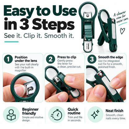 MagnifyPro™ Nail Clipper with Magnifying Glass - See Clearly. Trim Confidently