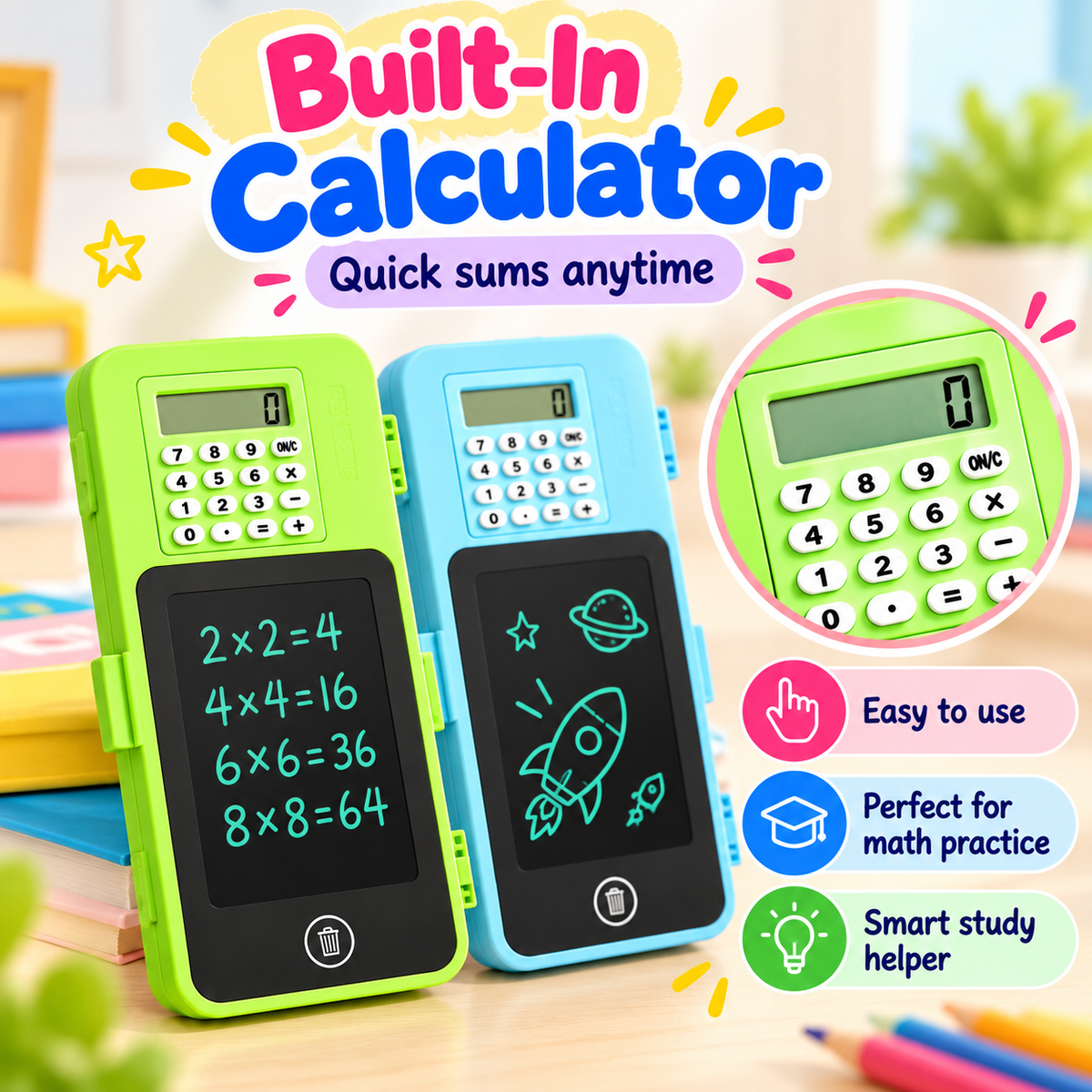 3-in-1 Smart  Geometry Box with Calculator + LED Writing Board