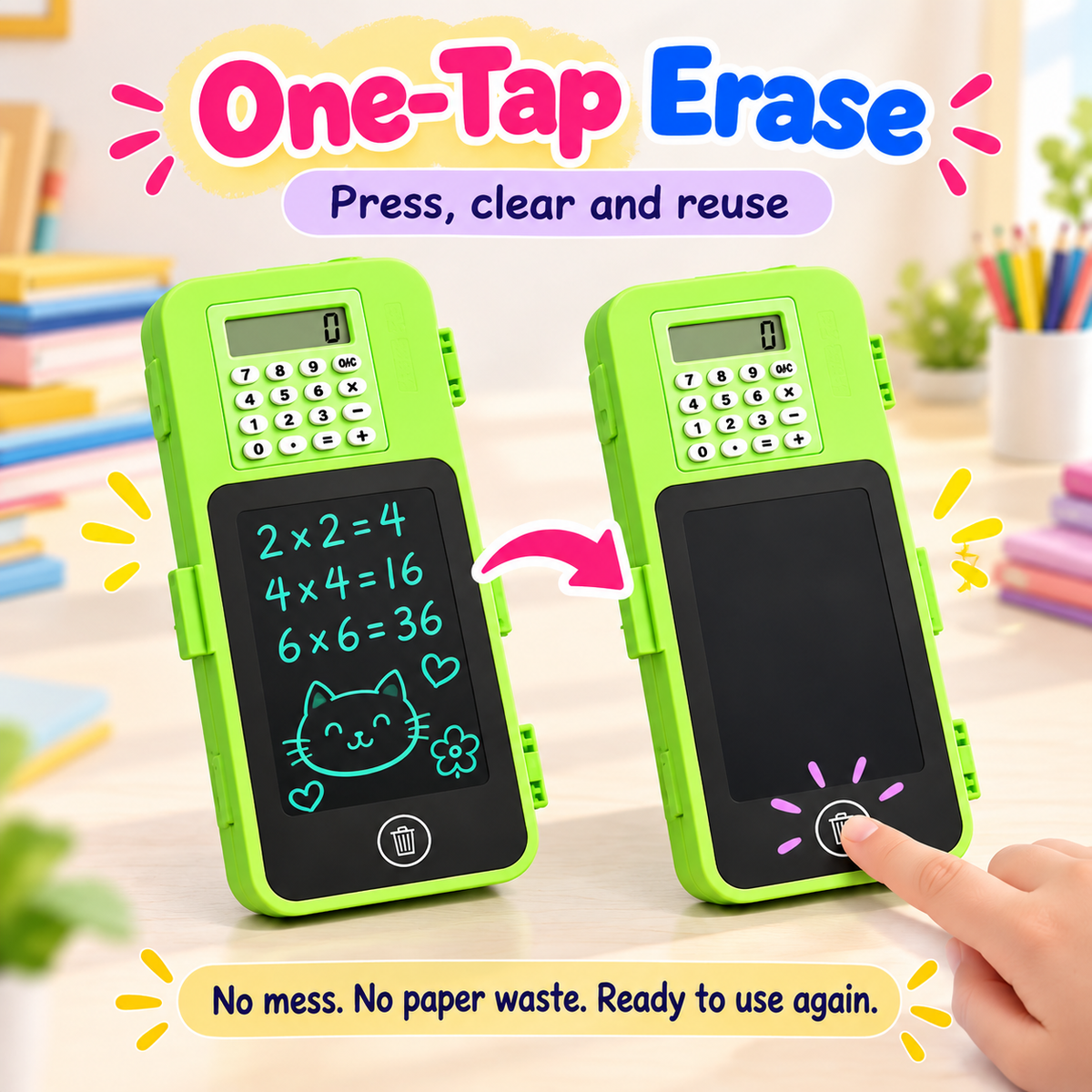 3-in-1 Smart  Geometry Box with Calculator + LED Writing Board