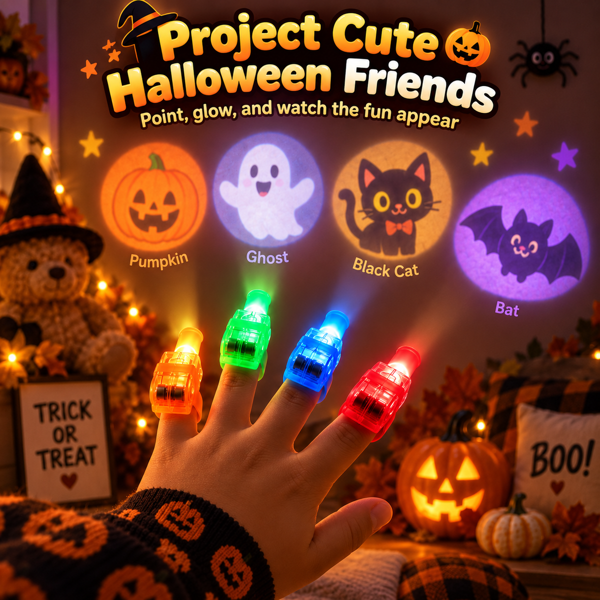 LED Halloween Projection Finger Lights – Finger Ring Toy