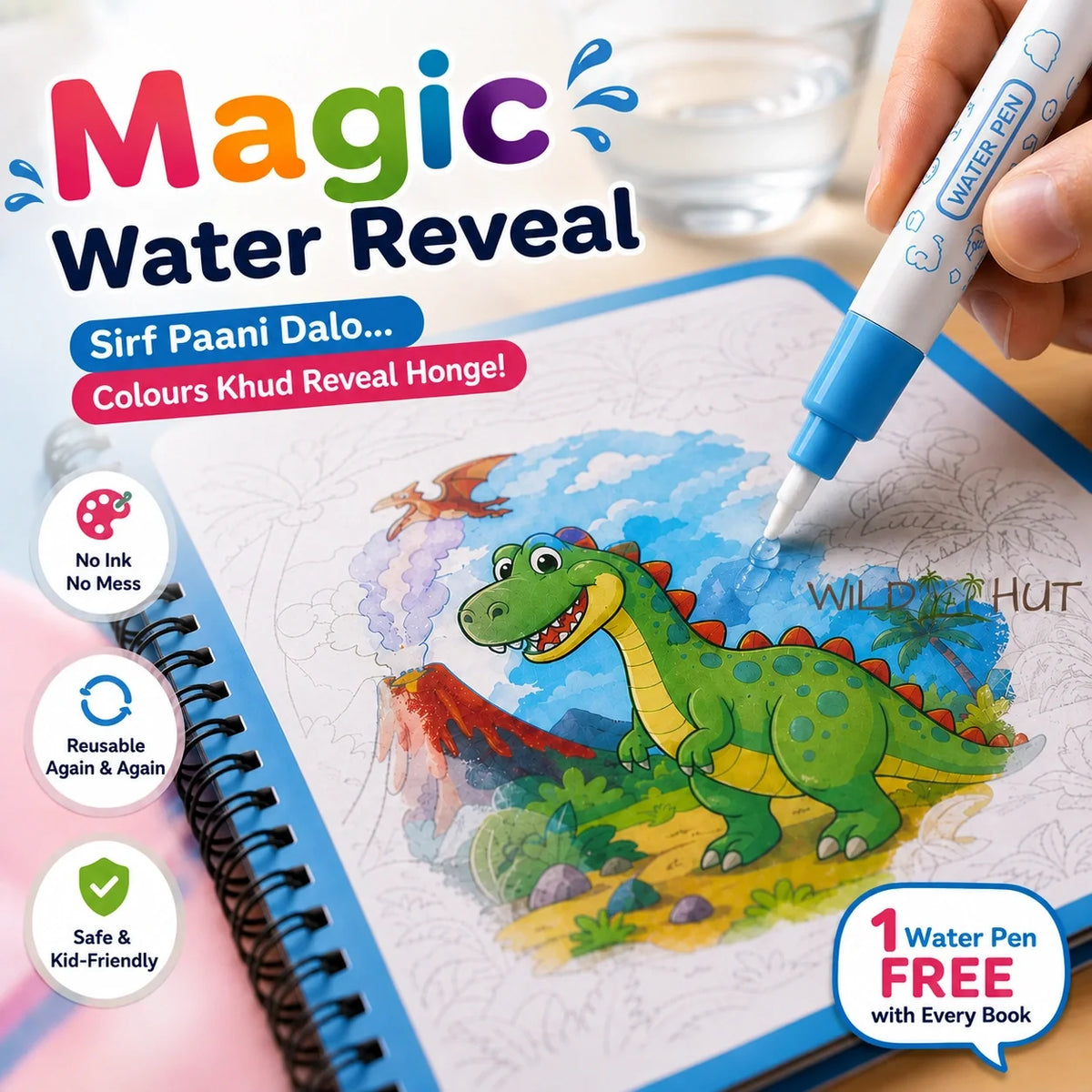 Magic Reusable Water Coloring Book - Less Screen Time, More Creative Play