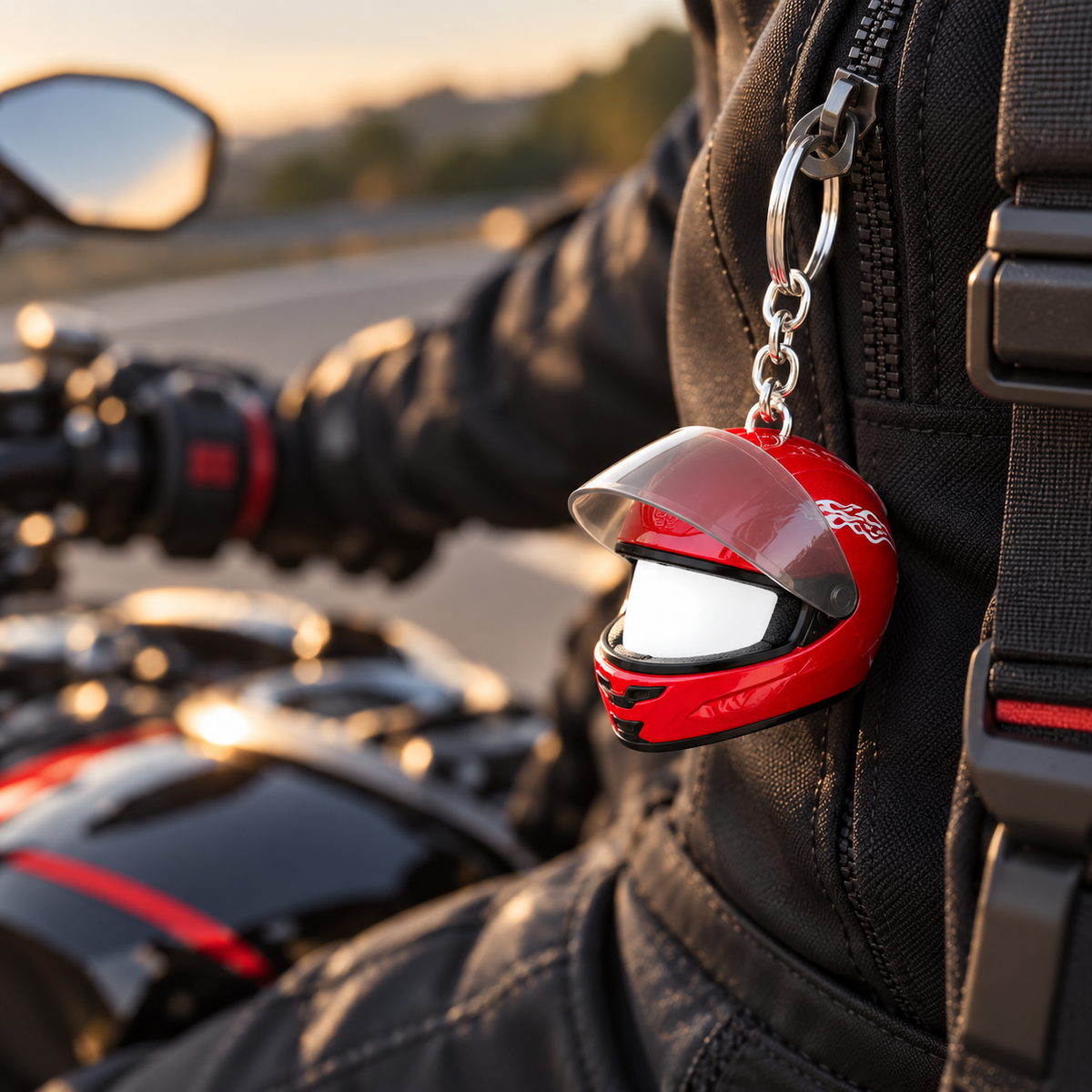 Night Rider Helmet Glowing Keychain - Your Night Ride companion