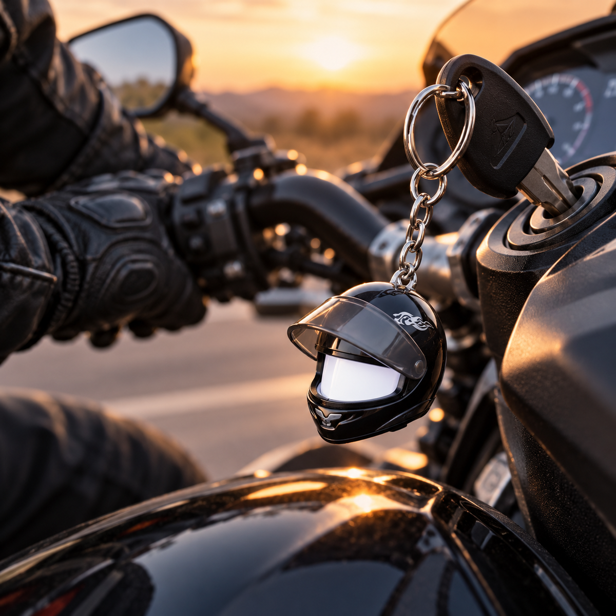 Night Rider Helmet Glowing Keychain - Your Night Ride companion