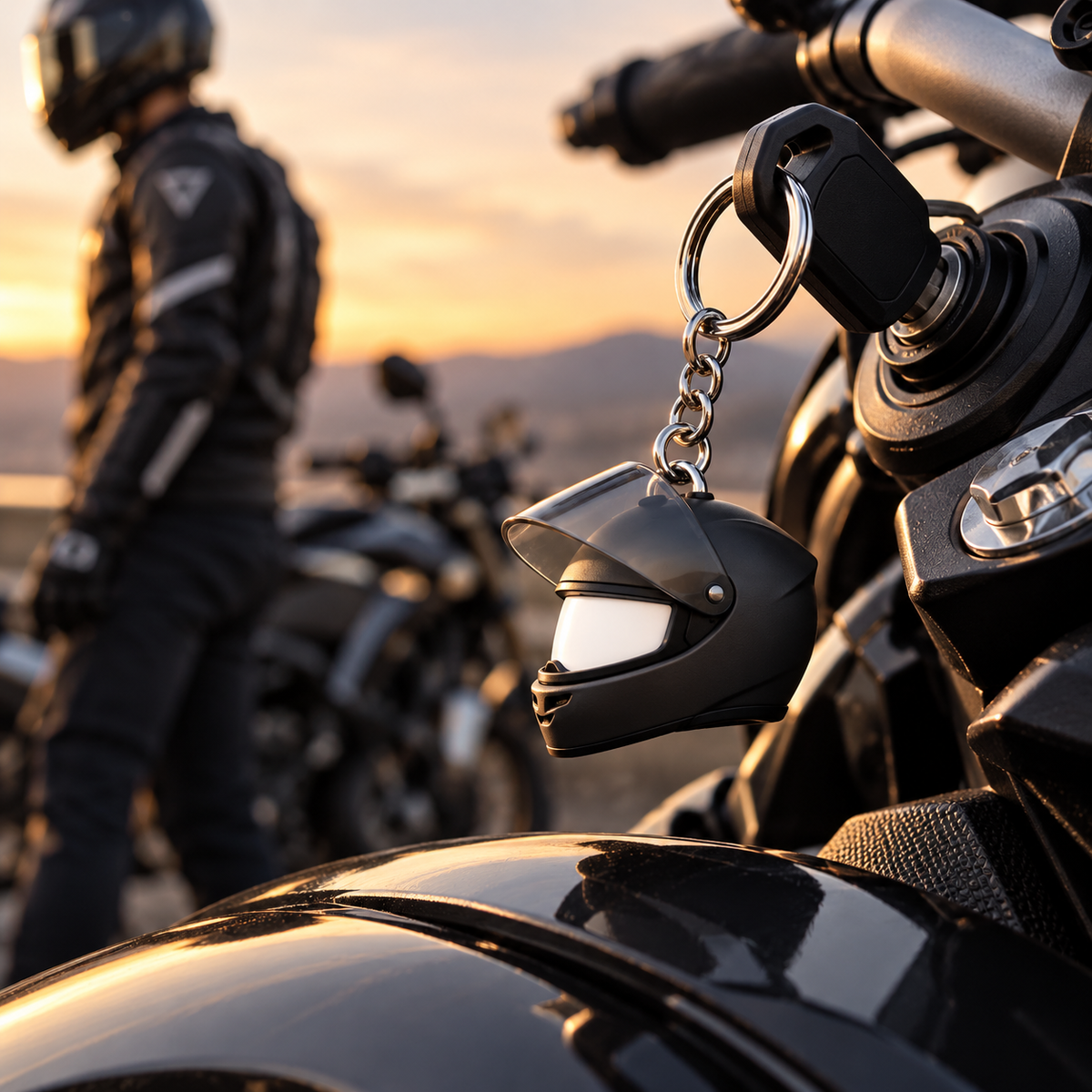 Night Rider Helmet Glowing Keychain - Your Night Ride companion