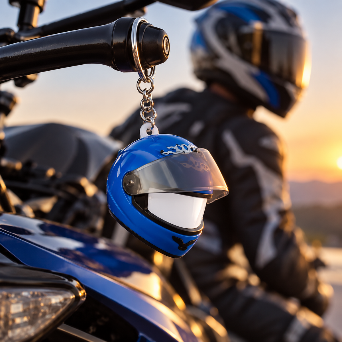 Night Rider Helmet Glowing Keychain - Your Night Ride companion