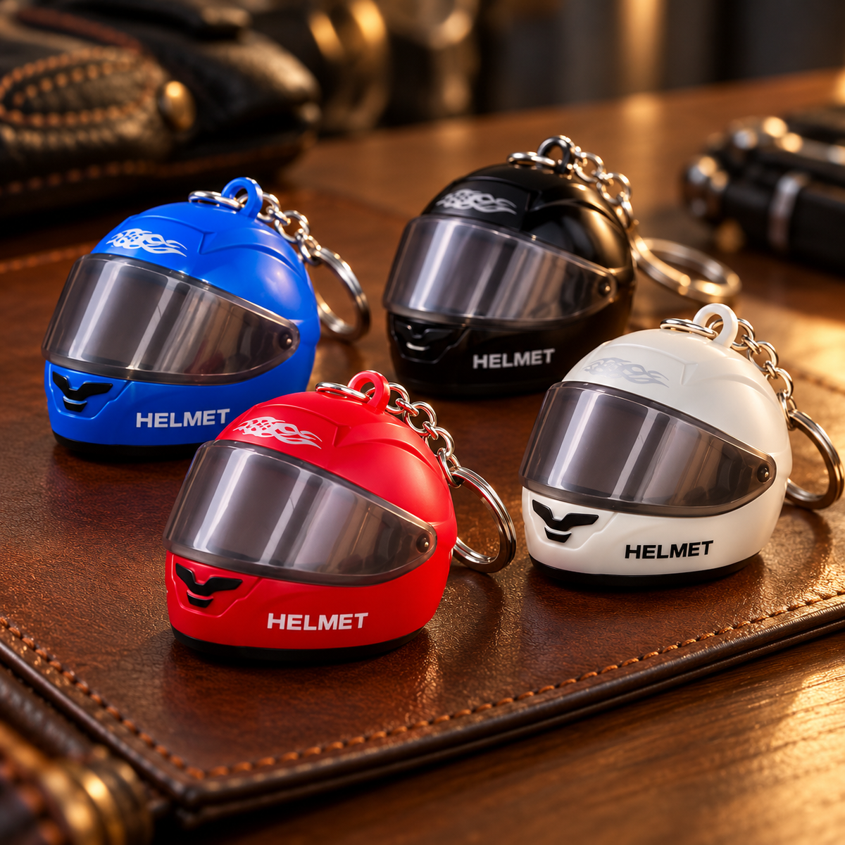 Night Rider Helmet Glowing Keychain - Your Night Ride companion