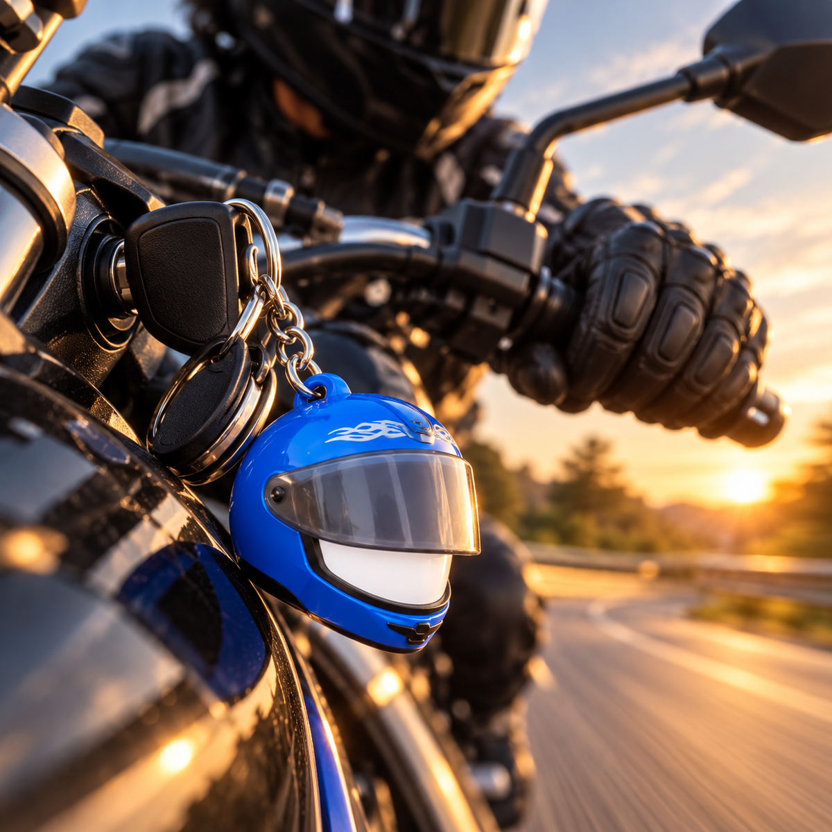 Night Rider Helmet Glowing Keychain - Your Night Ride companion