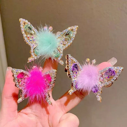 🦋✨ Fluffy Butterfly Hair Clips – Sparkly &Adorable! ✨🦋