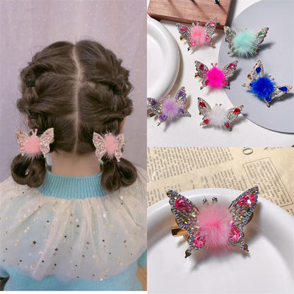 🦋✨ Fluffy Butterfly Hair Clips – Sparkly &Adorable! ✨🦋