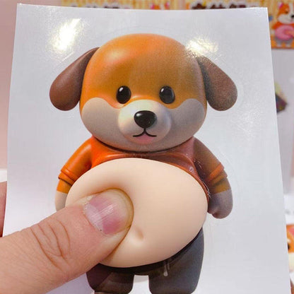 🐻 3D Cute Big Belly Cartoon Sticker 🌟