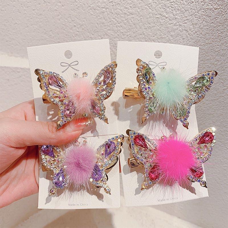 🦋✨ Fluffy Butterfly Hair Clips – Sparkly &Adorable! ✨🦋