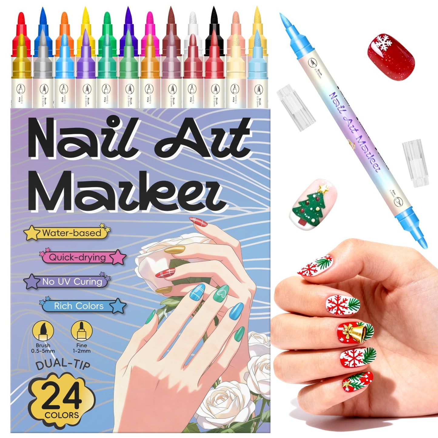 3D Dual Tips Nail Art Pens Set
