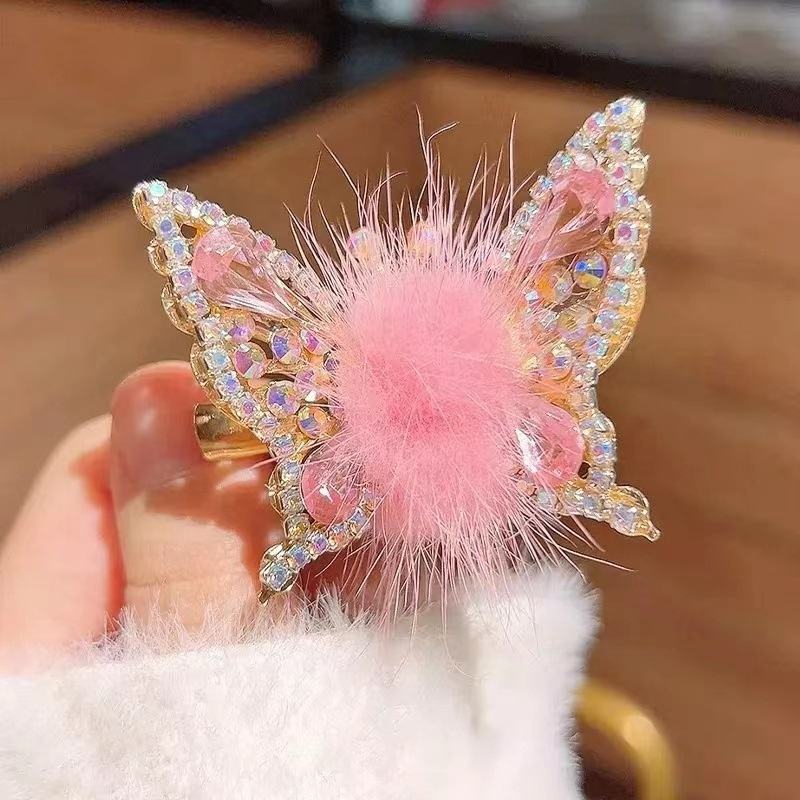 🦋✨ Fluffy Butterfly Hair Clips – Sparkly &Adorable! ✨🦋